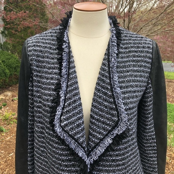 St John Open Front Knit Blazer Tweed Jacket - Picture 2 of 7